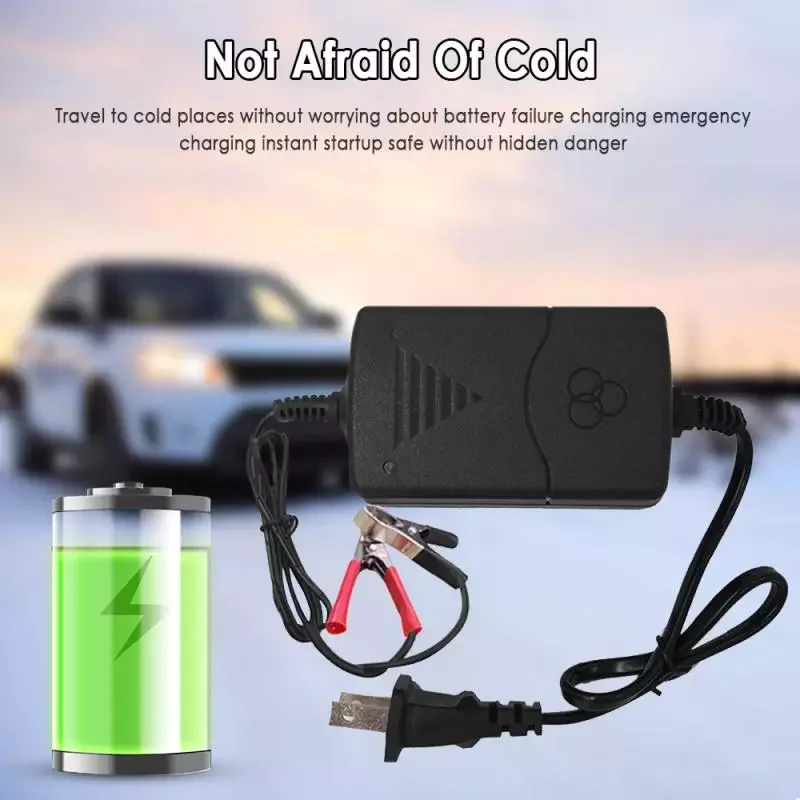 12V/1A Motorbike Car Lead-acid Batteries Dual Line Clip Battery Charger Tender Maintainer EU/US Plug Car Accessories