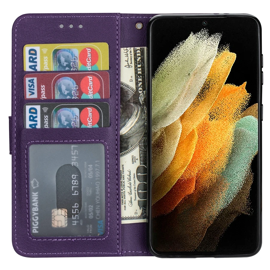 Wallet Zipper Leather Case For Samsung Galaxy S22 S21 S20 Plus Ultra FE S10 S9 S8 Plus A12 A13 A33 A50 A51 A52 A53 A70 A71 A72