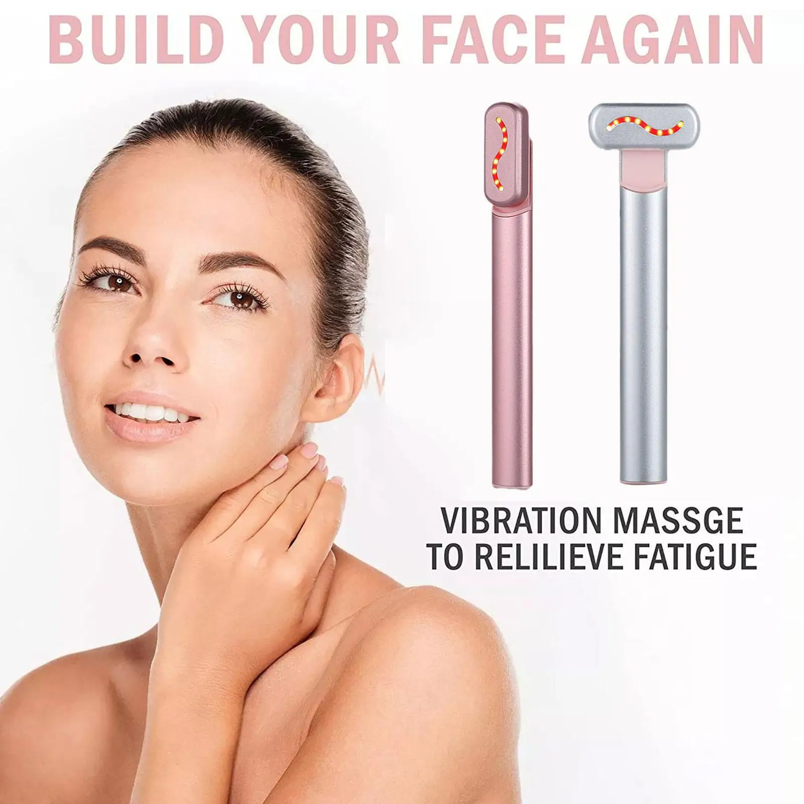 

4 in 1 Facial Skincare Tool Red Light Therapy For Face Neck EMS Microcurrent Face Massage Anti-Aging Skin Tightening Beauty Wand