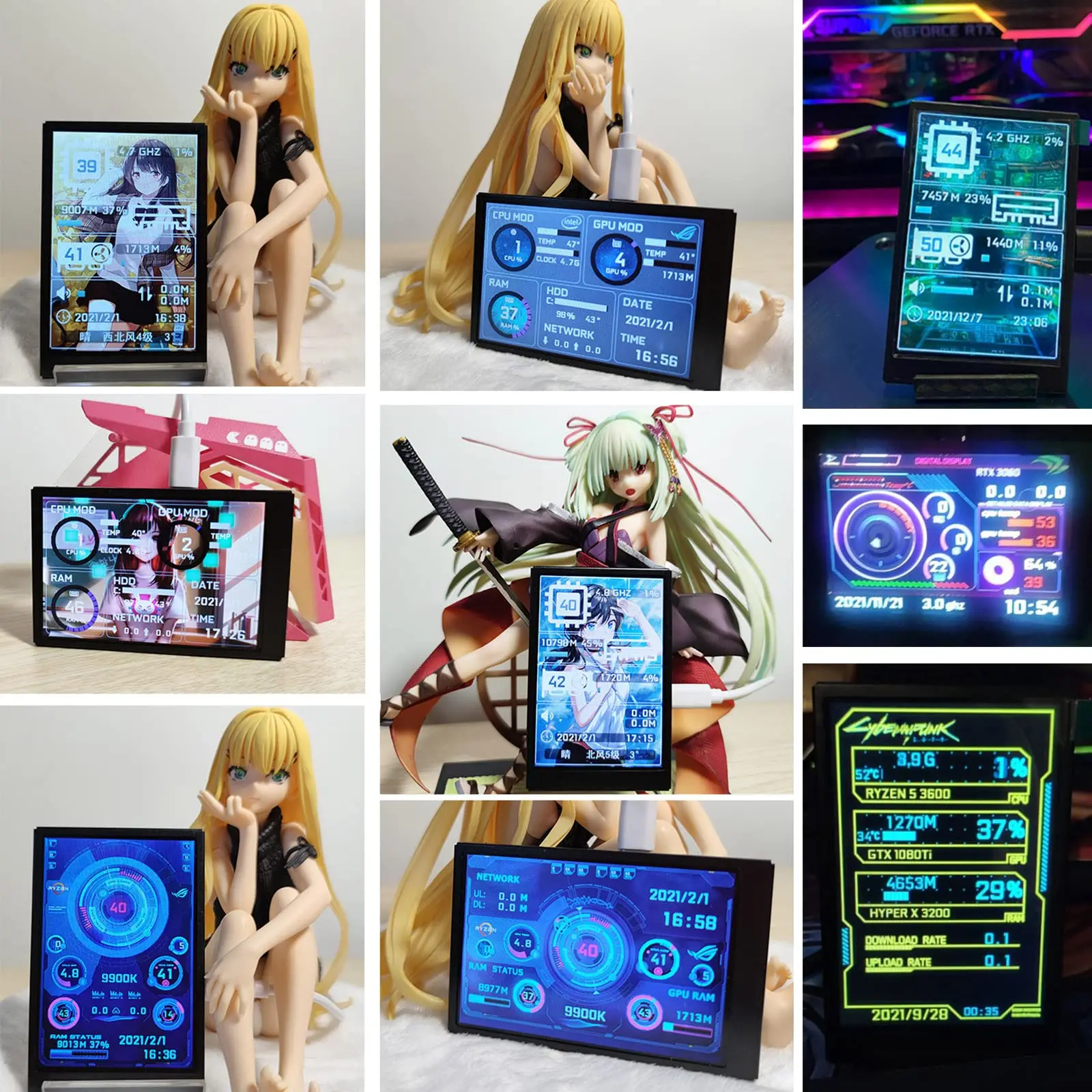 Монитор температуры компьютера дисплей панели сенсора ПК для ARGB дополнительный