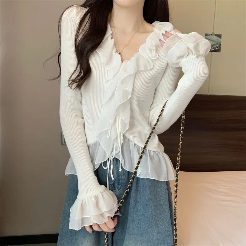 Высококачественный вязаный свитер с французским грибком и нишей женского