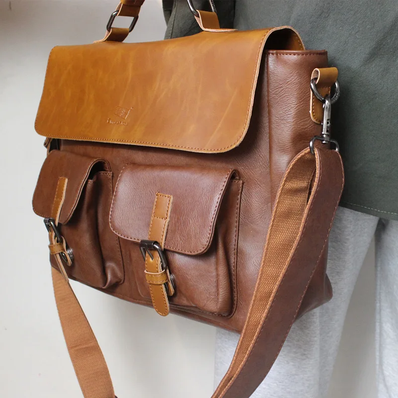 

Single Shoulder Bag Men's Trendy Casual Large Capacity Crossbody Bag Youth Men's Portable Retro Briefcase Commuting Bag For Man