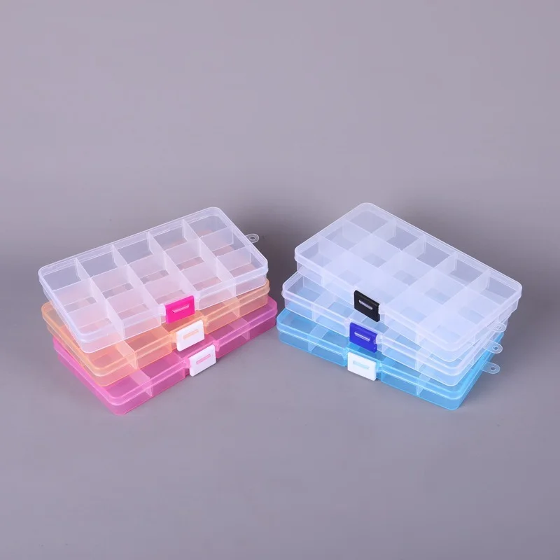 

New 10 Slots Cells Colorful Portable Jewelry Tool Storage Box Container Ring Electronic Parts Screw Beads Organizer Plastic Case