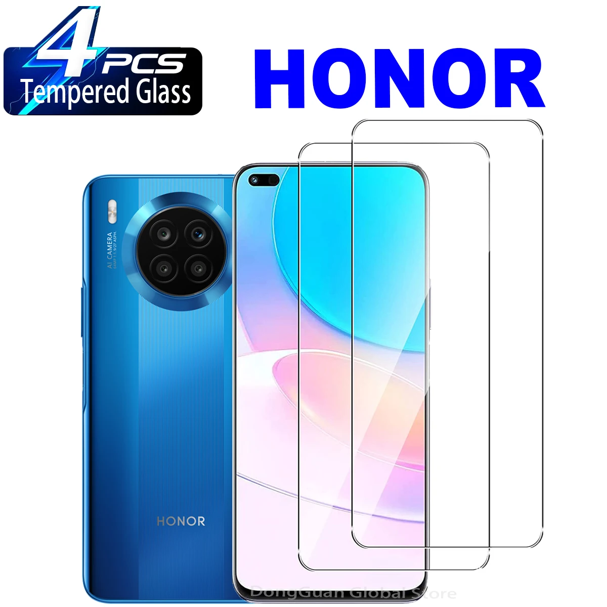 

Закаленное стекло для HONOR X9 5G X8 X7 50 Lite 9C 8C 10 7S, 2/4 шт.