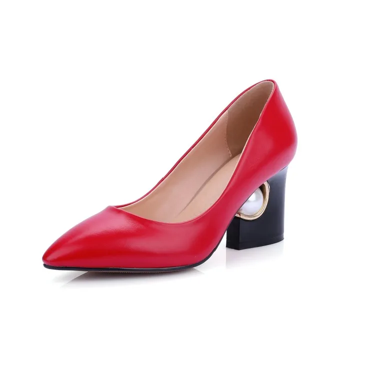 

Женские туфли-лодочки с острым носком, на высоком каблуке, украшенные жемчугом, большие размеры