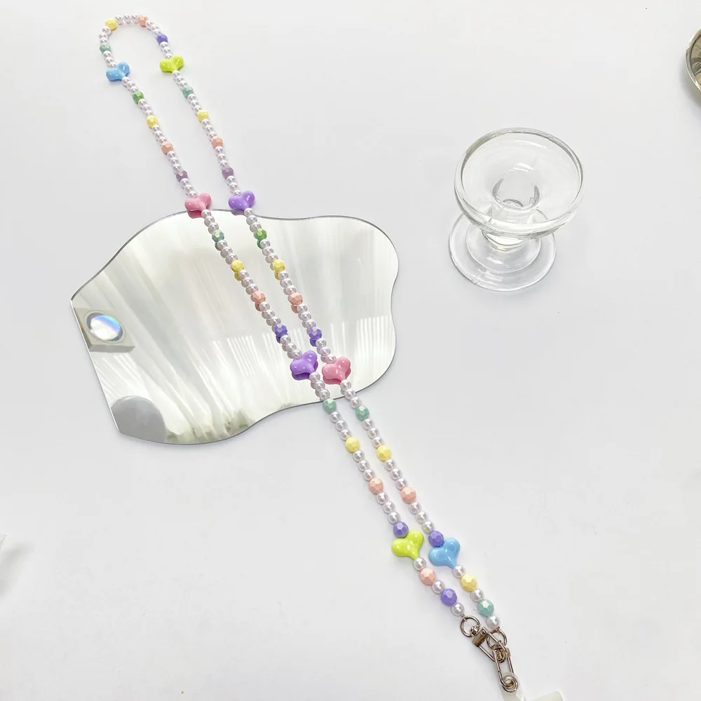 

Fashion Acrylic Pearl Heart Beaded Long Lanyard Anti-lost Mobile Phone Chain Exquisite Decoration Female Of Creative Accessories