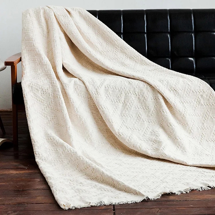 

Nordic Style Solid White Throw Blanket Cotton Knitted Sofa Blanket T Shape Chunky Blanket Cover Sofa Cushion Home Textile