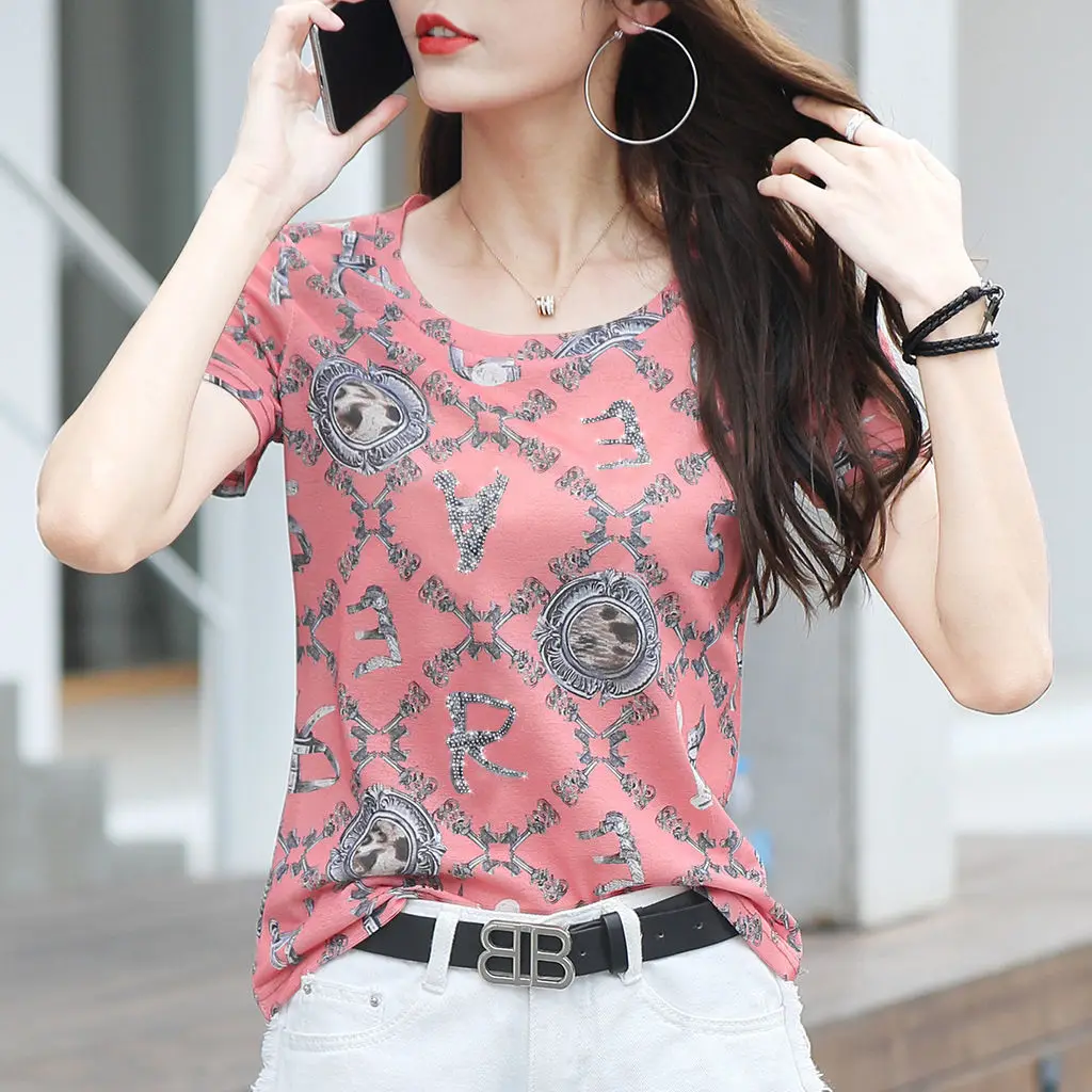 

2022 summer new printed short sleeve T-shirt women