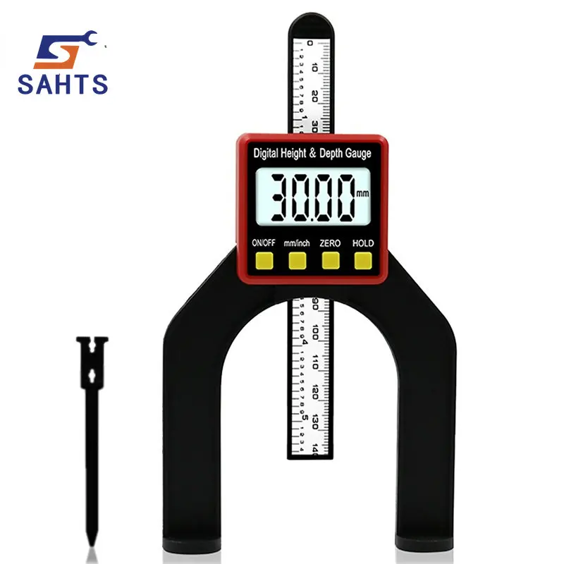 

SAHTS TOOL STORE Digital Depth Gauge LCD Height Gauges Calipers With Magnetic Feet For Router Tables Woodworking Measuring Tools