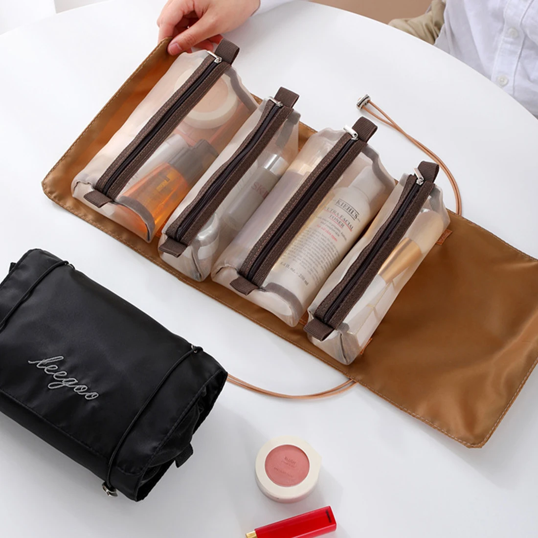 

Women Travel Cosmetic Bag Women Mesh Make Up Box Bags Beautician Toiletry Makeup Brushes Lipstick Storage Organizer