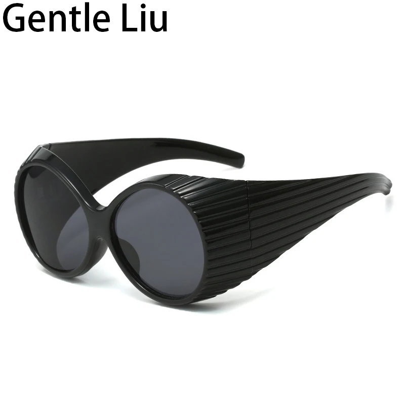 

Oversized Round Steampunk Sunglasses Women Men 2023 New Trendy Retro 2000'S Wrap Around Sun Glasses Lady Vintage Punk Eyewear