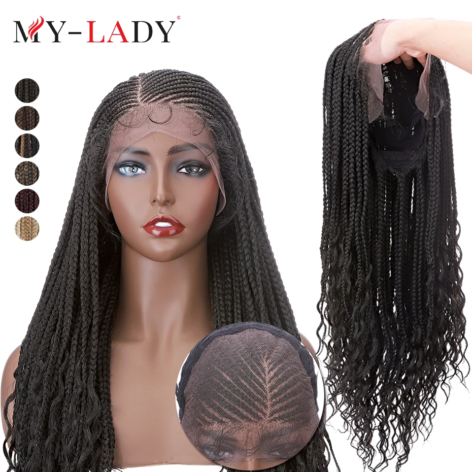 My-Lady 29inches Synthetic Lace Front Wig With Baby Hair For Brazilian Woman People Goddess Locs Lace Frontal Braided Wigs