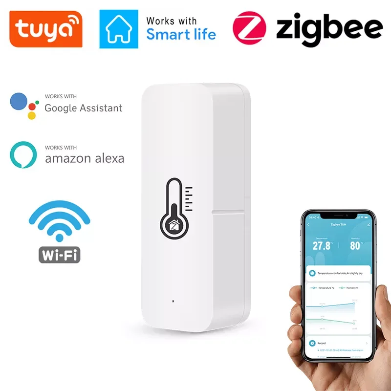 

Tuya WIFI Zigbee Temperature and Humidity Sensor Indoor Hygrometer Controller Smart Home APP Monitoring For Alexa Google Home