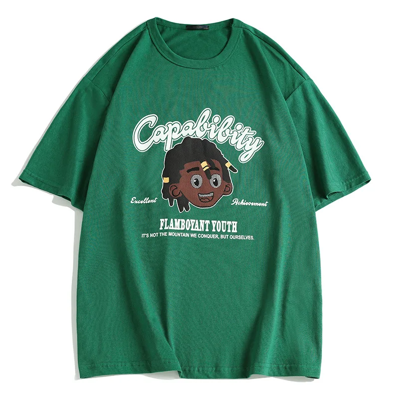 

2022 Summer New T-shirt Mens Street Hip Hop American Printed Tide Brand Short Sleeve Cotton