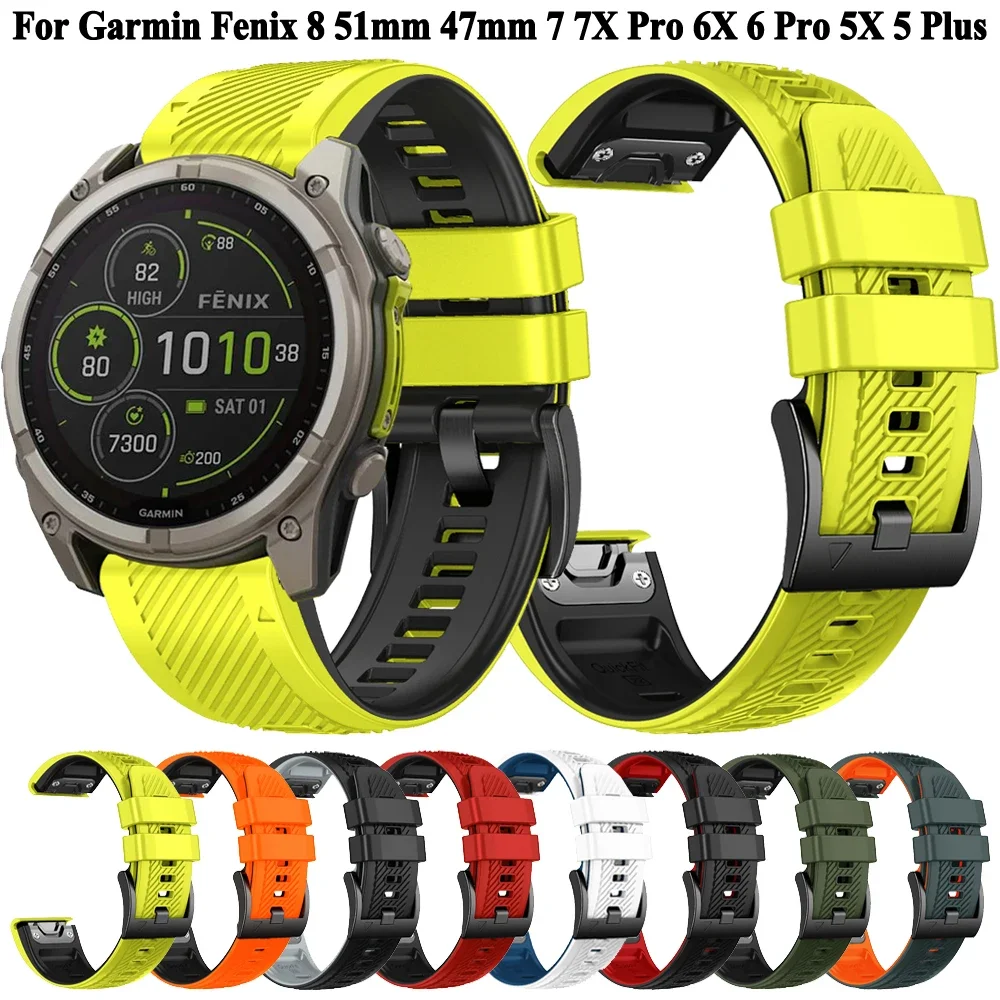 Силиконовый ремешок для Garmin Fenix 8 51 мм/47 мм E/7 7X Pro/6 6X Pro/5 5X Plus Epix Pro Gen 2 Quickfit часов