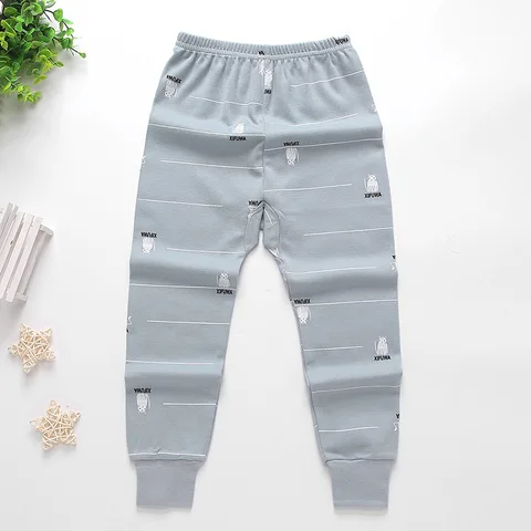 Осенняя Новинка, детские осенние пижамные штаны из чистого хлопка для маленьких девочек и мальчиков, домашние леггинсы с мультяшным рисунком, пижамные штаны - изображение