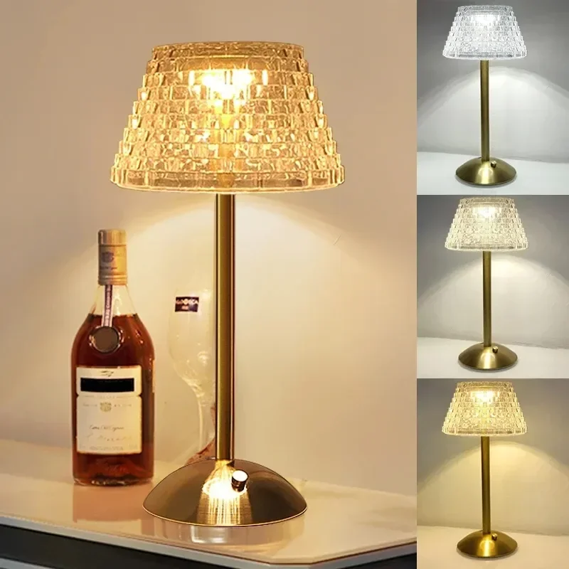 Скандинавская Хрустальная настольная лампа приглушаемый сенсорный светильник