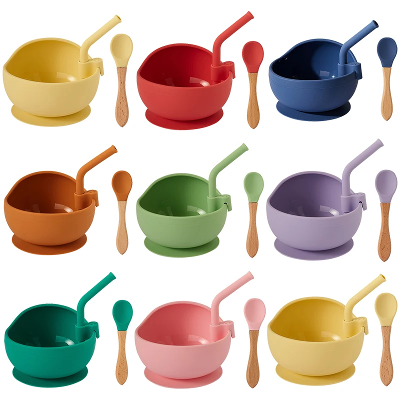 

Чаша для кормления ребенка, ложка, солома, детская посуда, детская силиконовая чаша, чаши на присоске с защитой от протекания, посуда для сам...