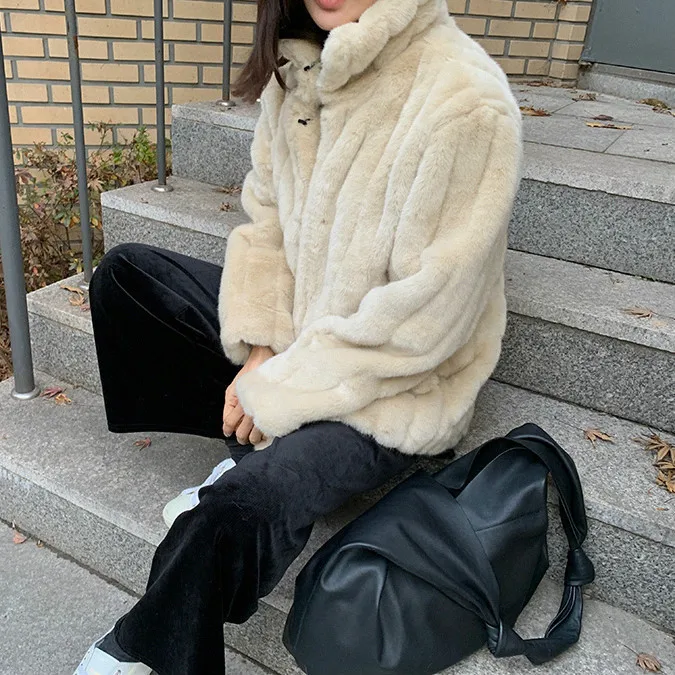 Favourite Super Hot Winter Women's Coat Coats Fur Mink Fur Thick Winter High Street Other Slim Real Fur Women's Winter Jacket enlarge