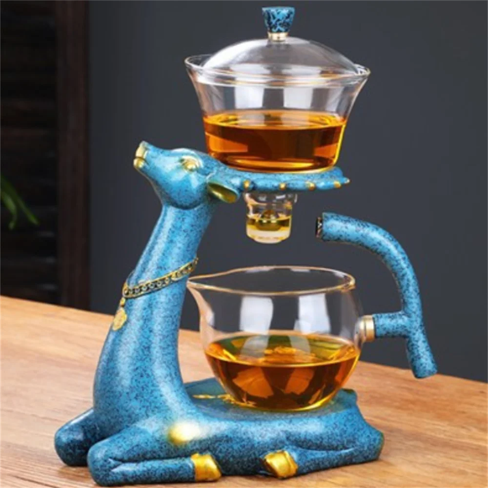 

Full Automatic Creative Deer Glass Teapot Heat-resistant Infuser Tea Turkish Drip Pot 220V Heating Base for Tea Coffee Maker