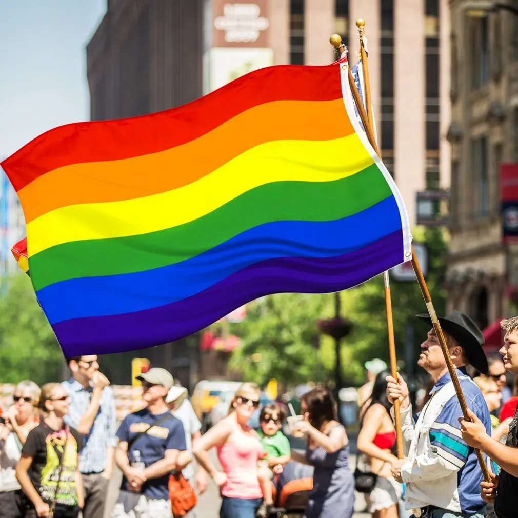 Лидер продаж, 150x90 см, флаг лесбийской гордости, яркие цвета, устойчивый к выцветанию, УФ-головка, холст, двойная вышивка, толстые радужные флаги для геев