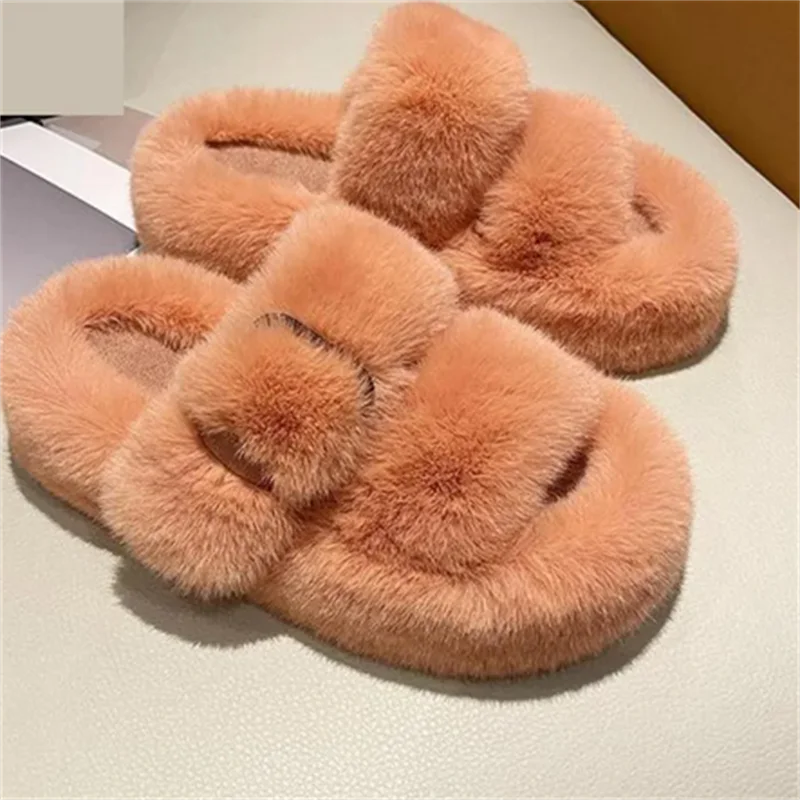 

2023Winter Fashion Soft Warm Comfort Flat Fur Slipper Brand Designer Slip On Loafers Mules Flip Flops Casual Ytmtloy Indoor
