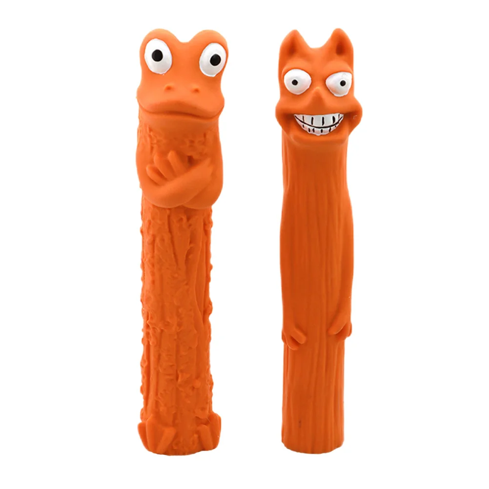 

2pcs Bite Resistant Toys Funny Sounding Pet Playthings Teeth Grinding Toys (Orange)