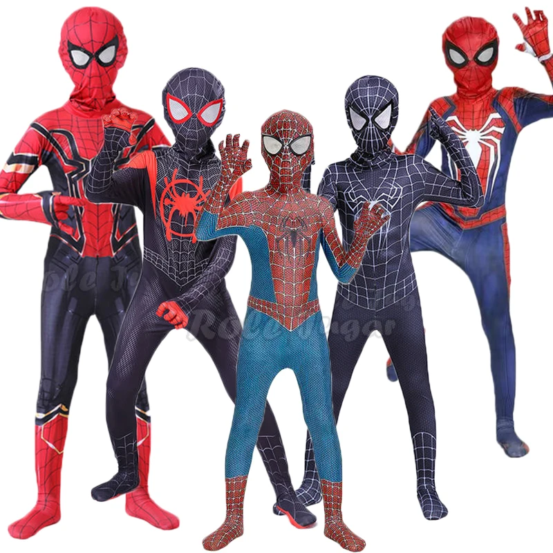 

Железный костюм Человека-паука для косплея Удивительный Человек-паук костюм на Хэллоуин Питер Паркер зентай костюм супергероя боди для дет...