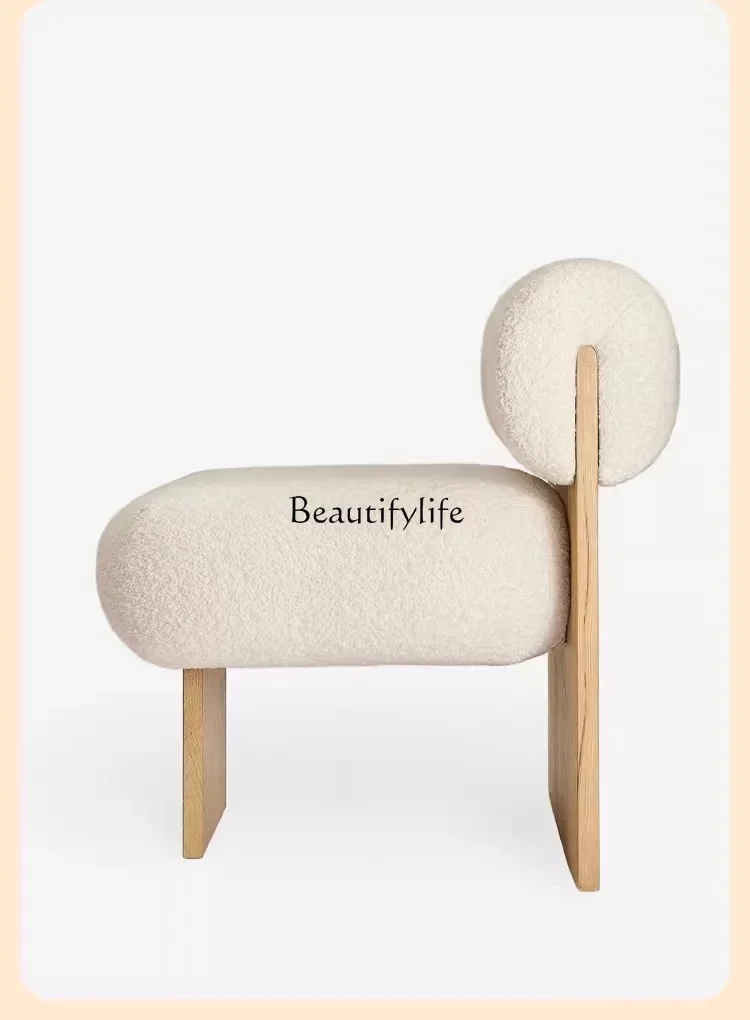 Стул Wabi Sansan из ягненка и флиса обеденный стул массива дерева в скандинавском