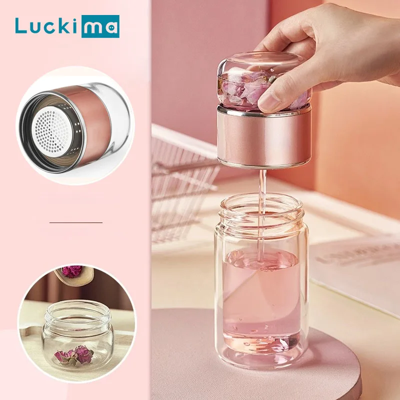 

Портативная стеклянная бутылка для воды с двойными стенками, 280/350/430 мл