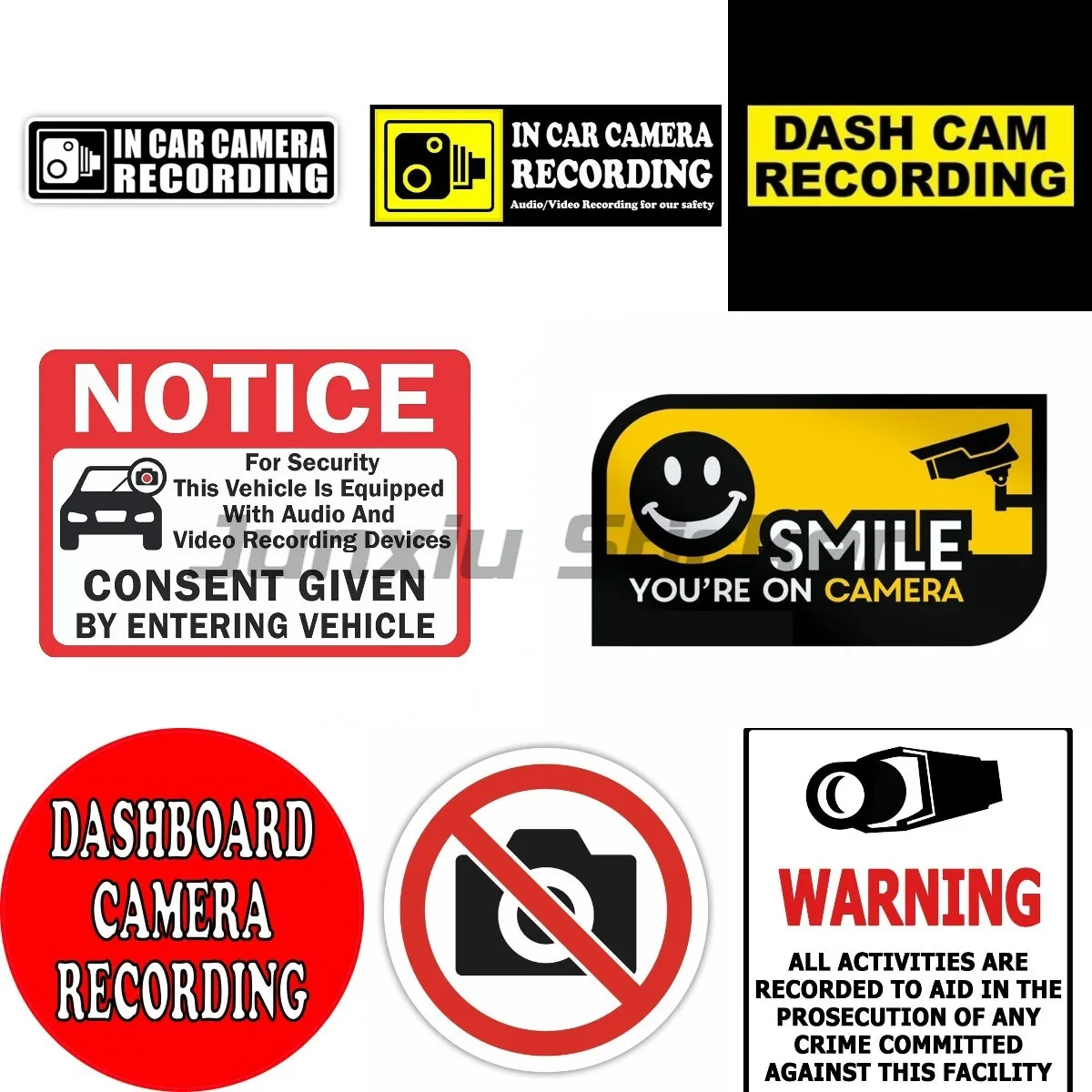 Camera Audio Video Recording Window Cars Stickers Signs Vehicles Warning Decals Labels Bumpers for Taxi Drivers Car Stickers