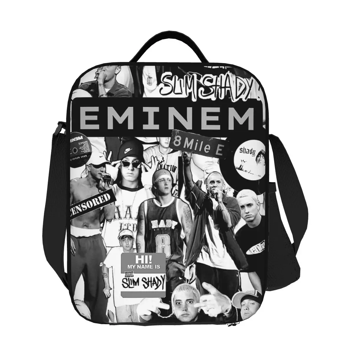 Фото Сумки для обеда Eminem, изолированная коробка для бенто, портативная сумка для обеда, многоразовые сумки для пикника, сумка-холодильник для женщин и девочек, школьная №1