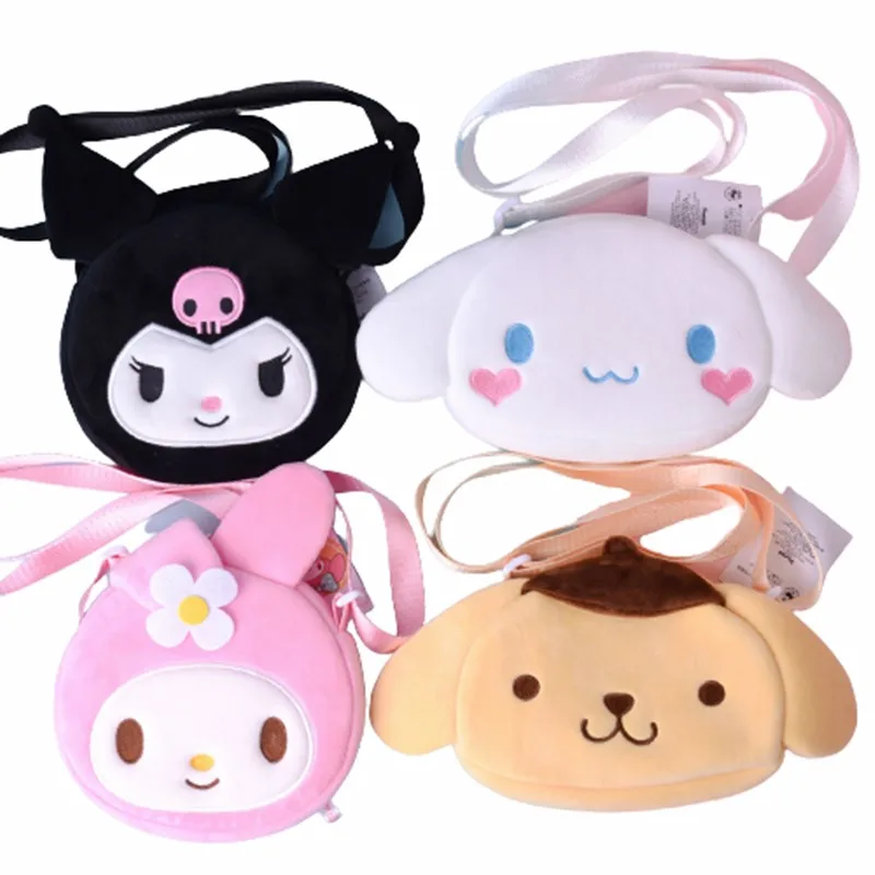 

Anime Cartoon Cute Kuromi Cinnamoroll Pompom Purin My Melody Storage Bag Plush Creative Coin Purse