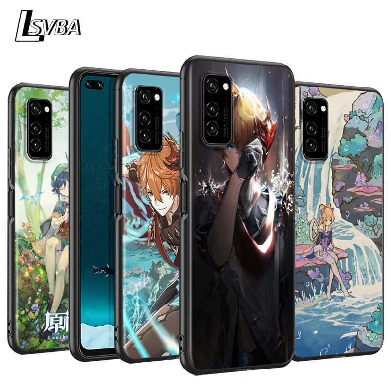 

Genshin Impact Art Silicone Cover For Huawei P50 P40 P30 P20 Pro P10 P9 F8 Lite E Plus 2016 5G Black TPU Phone Case