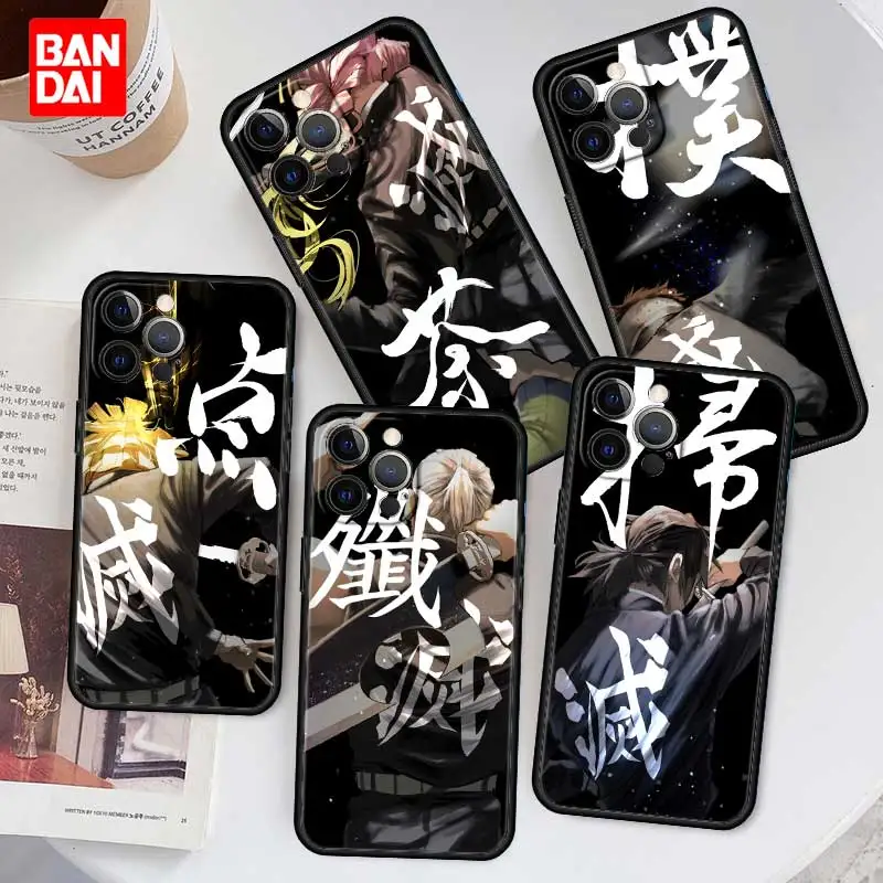 

Demon Slayer Characters Case for iPhone 13 12 11 Pro Max SE 2020 12pro 13pro Mini Phone Soft Silicone Thin Luxury Cover Black