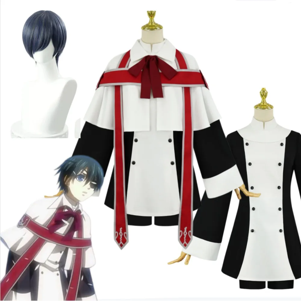 Фото Костюм для косплея Ciel Phantomhive из аниме «Тёмный дворецкий»: парик, шляпа, изысканные аксессуары, полный комплект для мужчин, на Хэллоуин, Комик-Кон №1