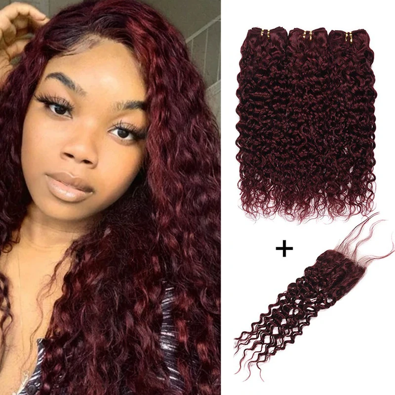 

Пряди с застежкой 99J RedWine, бразильские неповрежденные человеческие волосы для наращивания, 3 пряди с застежкой GOODHAIR