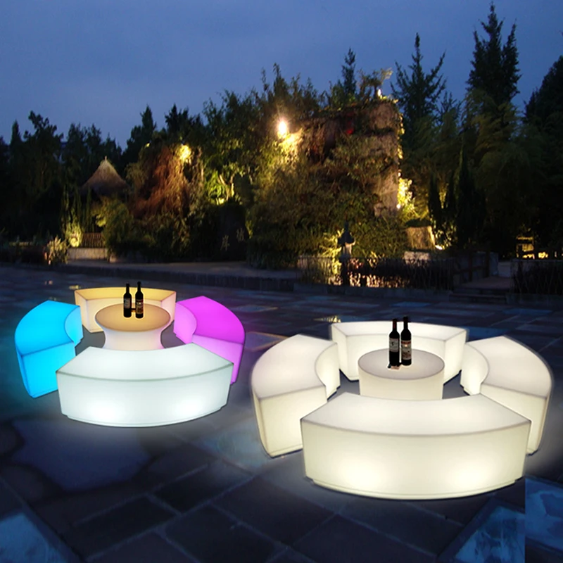 Promotion Remote Control Luminous Sofa Arc Bench Outdoor Hall Table and Chair Furniture Tea Combination |
