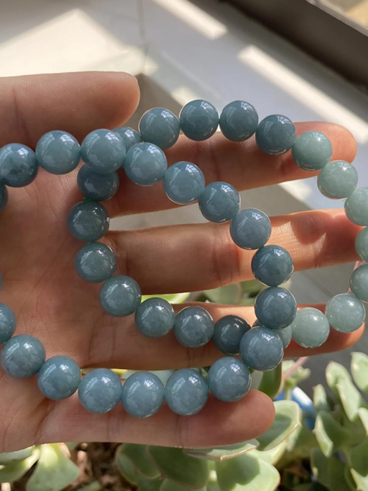 Натуральный Мьянманский нефритовый браслет с синей водой женский и мужской