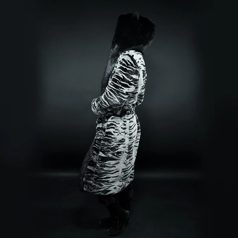 Winter new hot selling warm lamb coat women's black tiger coat with hat and ears cartoon plush coat imitation fur coat