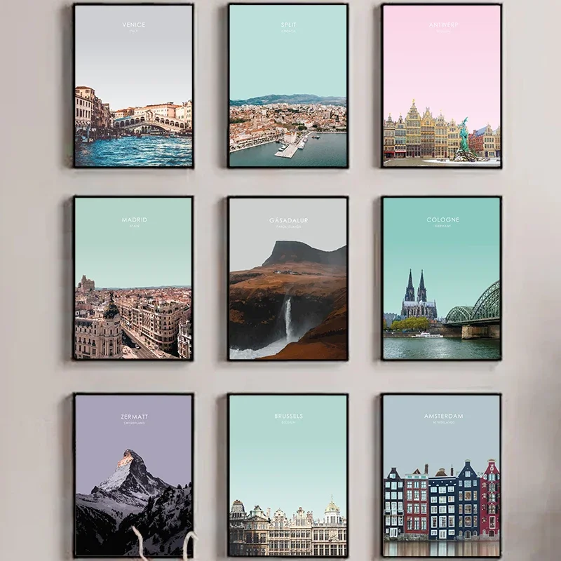 Современный домашний декор печать на холсте абстрактный европейский пейзажный