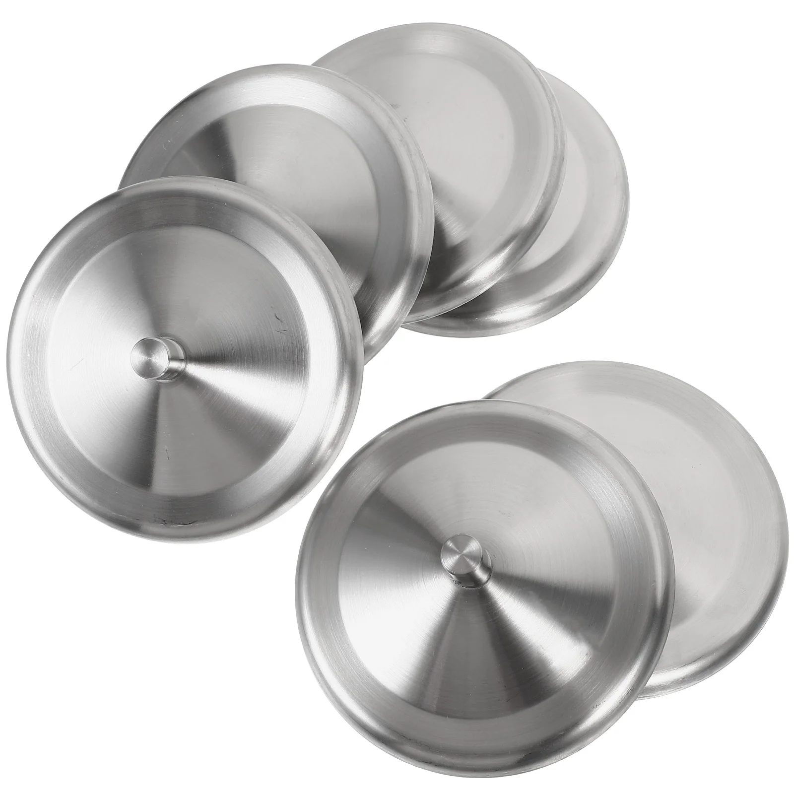 

6 Pcs Glass Cup Lids Travel Coffee Cups Jar Practical Covers Round Stainless Steel Wear-resistant Office Canning