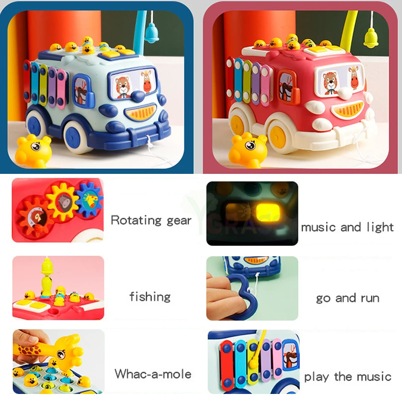 Детские музыкальные игрушки Веселый музыкальный автобус детский ксилофон игра