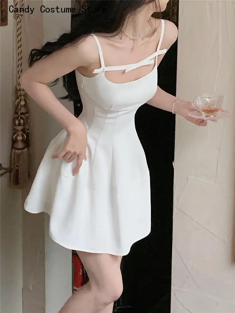 

Vintage Mini and midi Sexy Dresses Female Summer New Sleeveless Evening Party White Dress Women Eleglant Ladies Vestidos