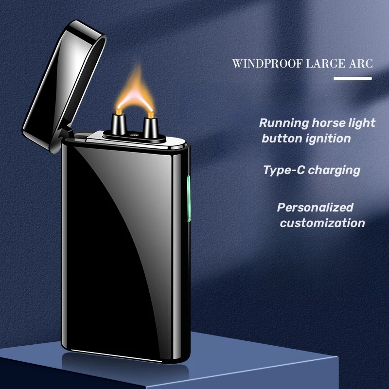 

High Power Arc Lighter Outdoor Windproof LED Power Display Metal Lighter Type-C Charging Portable Men's Cigarette Igniter