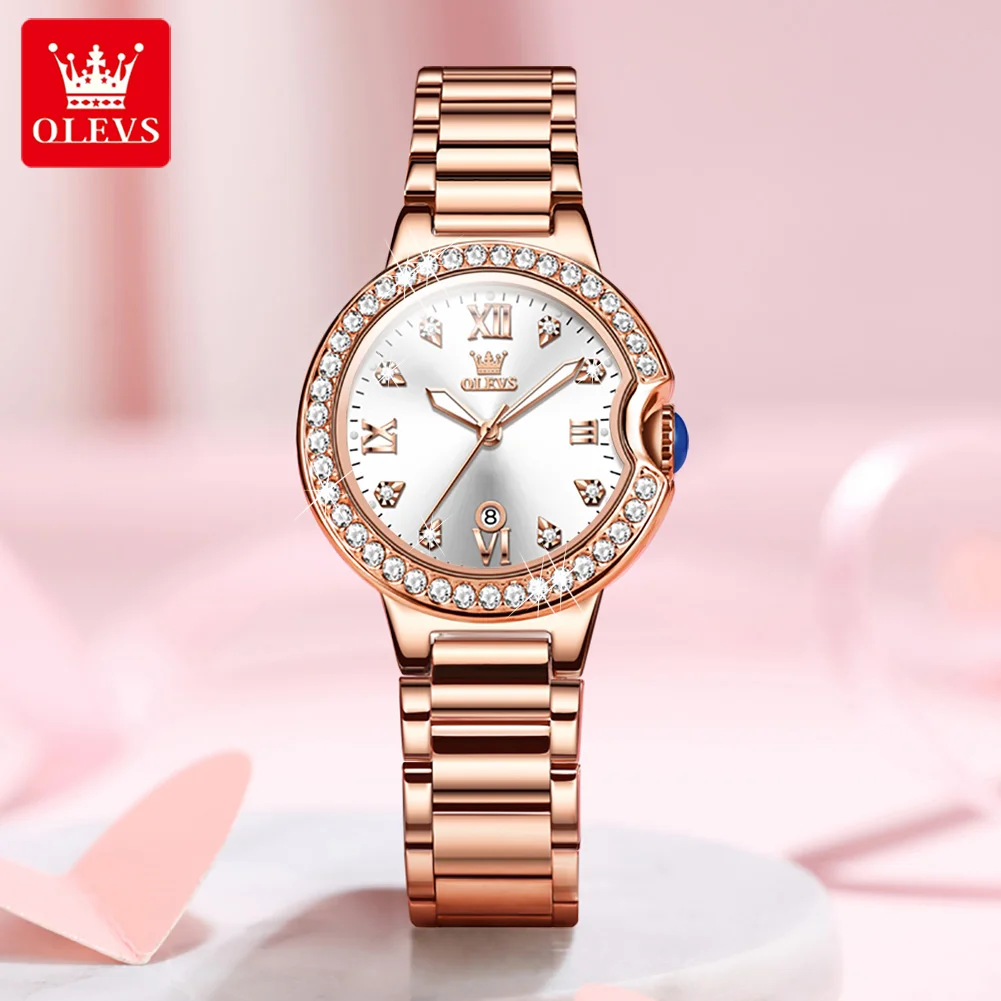 

OLEVS Top Brand Fashion Luxury Women'S Quartz Watches 30M Waterproof Vintage Branded Stainless Steel Designer Gold Female Watch