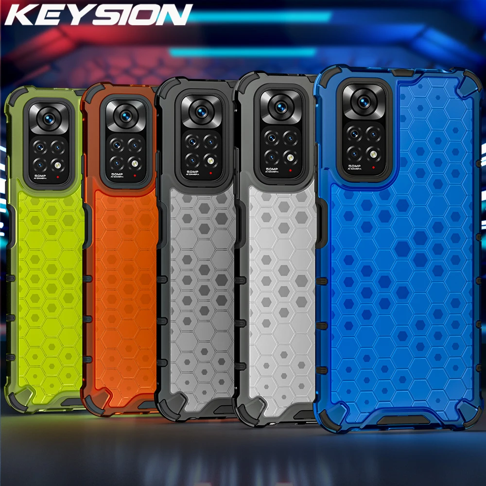 keysion shockproof case for redmi note 11 pro 5g 11s global 11t transparent honeycomb phone cover for poco x4 nfc m4 pro x4 5g free global shipping