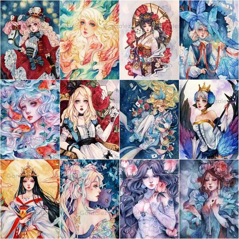 

Full Drill Cartoon Girl Portrait Diy Diamond Embroidery Painting Art Home Decoration 5D Mosaic Scenic Cross Stitch Gifts Crafts