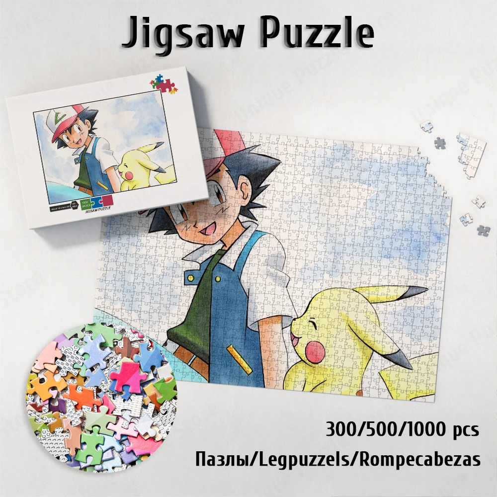 

Pikachu Jigsaw Puzzles Pokmon Games and Puzzles Classic Cartoon Children Diy Toys Educational Intellectual Decompressing Jigsaw