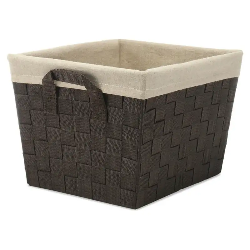 

Strap Storage Tote Basket - Espresso with Cream Liner - 13" x 15" x 10"